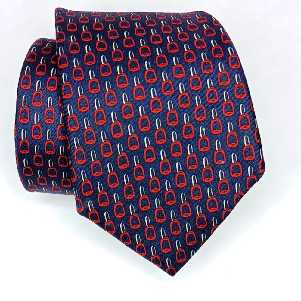 Christian Dior Equestrian Stirrup Print Silk Tie